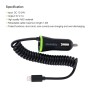 [UAE Warehouse] HAWEEL 5V 2.1A 8 pin USB Car Charger with Spring Cable, Length: 25cm-120cm, For iPhone X, iPhone 8, iPhone 7 & 7 Plus, iPhone 6 & 6s, iPhone 6 Plus & 6s Plus, iPhone 5 & 5s & SE, iPad(Black)